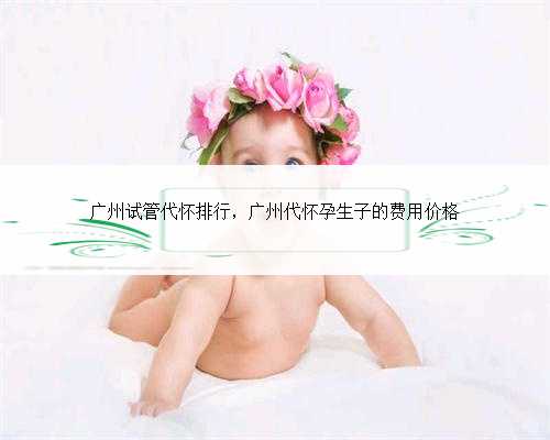 广州试管代怀排行，广州代怀孕生子的费用价格